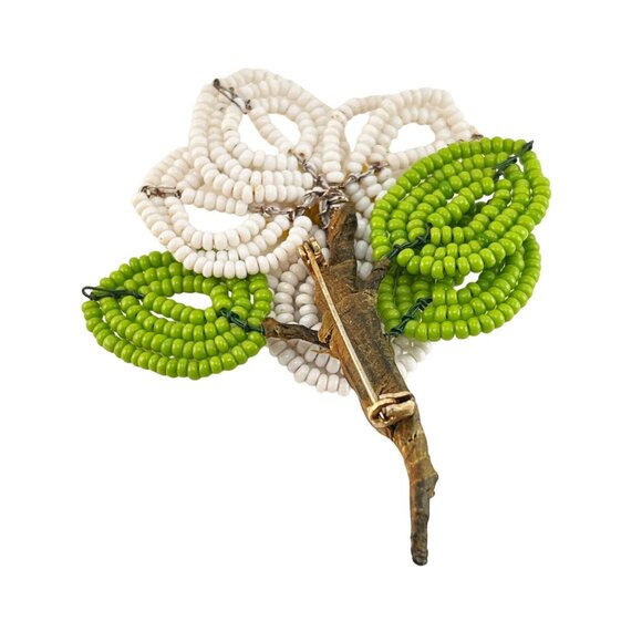 Hand wired Seed Bead Floral Flower Bouquet Beaded Vintage Pin Brooch - Picture 5 of 7